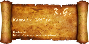 Kasnyik Géza névjegykártya